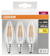 OSRAM AMPOULE LED FILAMENT OSRAM BASE CLASSIC B BLANC CHAUD E14 4W 3PCS OSRAM AMPOULE LED FILAMENT OSRAM BASE CLASSIC B BLANC CHAUD E14 4W 3PCS