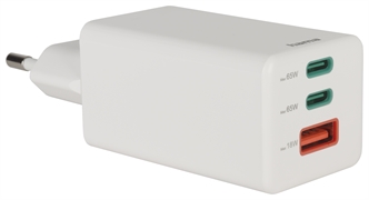 HAMA CHARGEUR RAPIDE, GAN, 2X USB-C, 1X USB-A, MINI CHARGEUR, PD, 65 W
