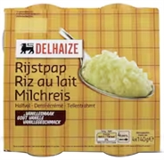 DELHAIZE RIZ AU LAIT DEMI-ÉCRÉMÉ GOÛT VANILLE 4X140G